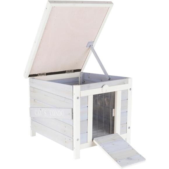 TRIXIE Outdoor Cat House, Weatherproof Cat House with Raised Floor, Hinged - Picture 5 of 6